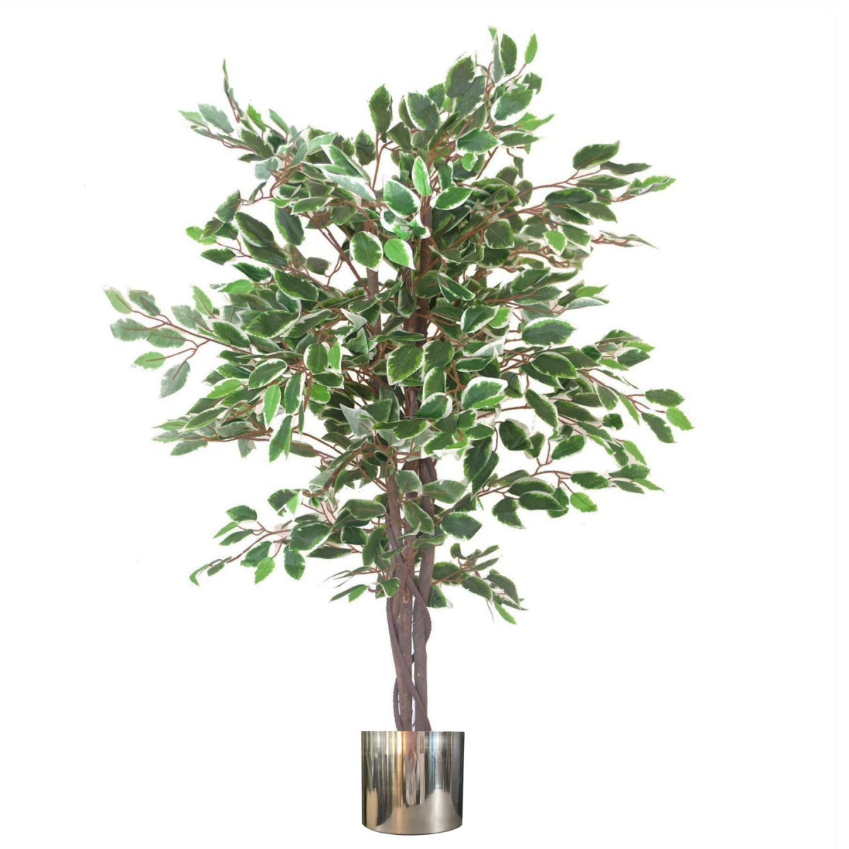 130cm Realistic White Edge Ficus Artificial Tree with Metal Planter