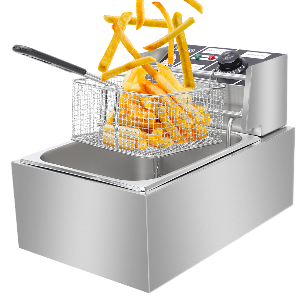 ZOKOP 2500W Stainless Steel Single Tank Electric Deep Fryer 6L 220-240V
