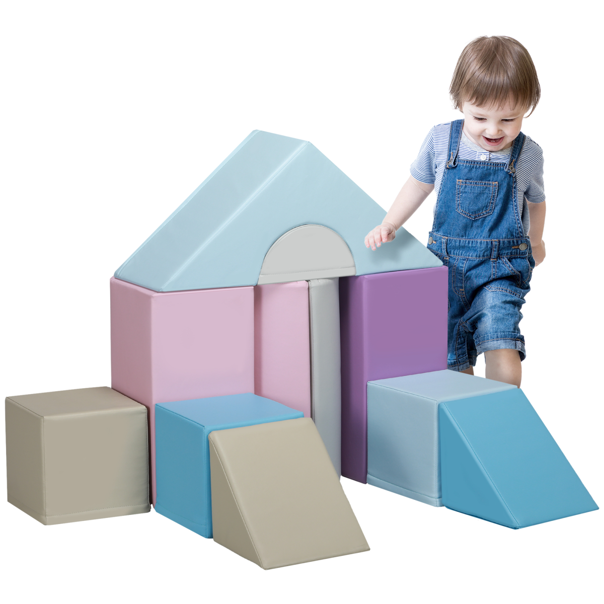 HOMCOM 11-Piece Soft Play Set for Toddlers, Blue
