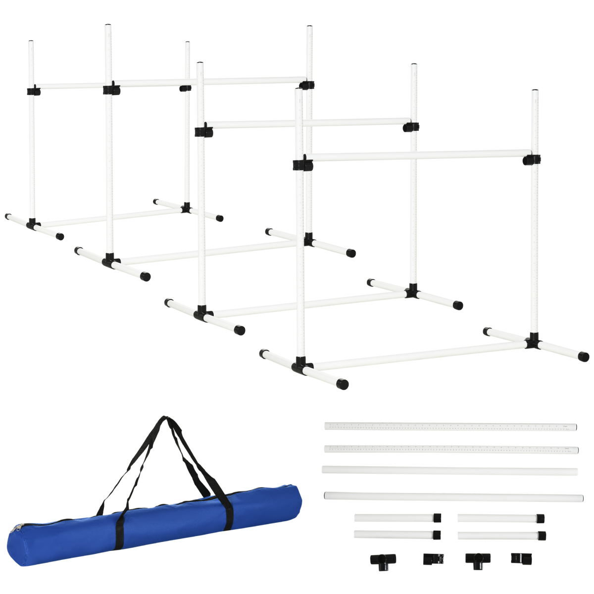 PawHut Free-Standing Adjustable Dog Agility Jump Set with Carry Case