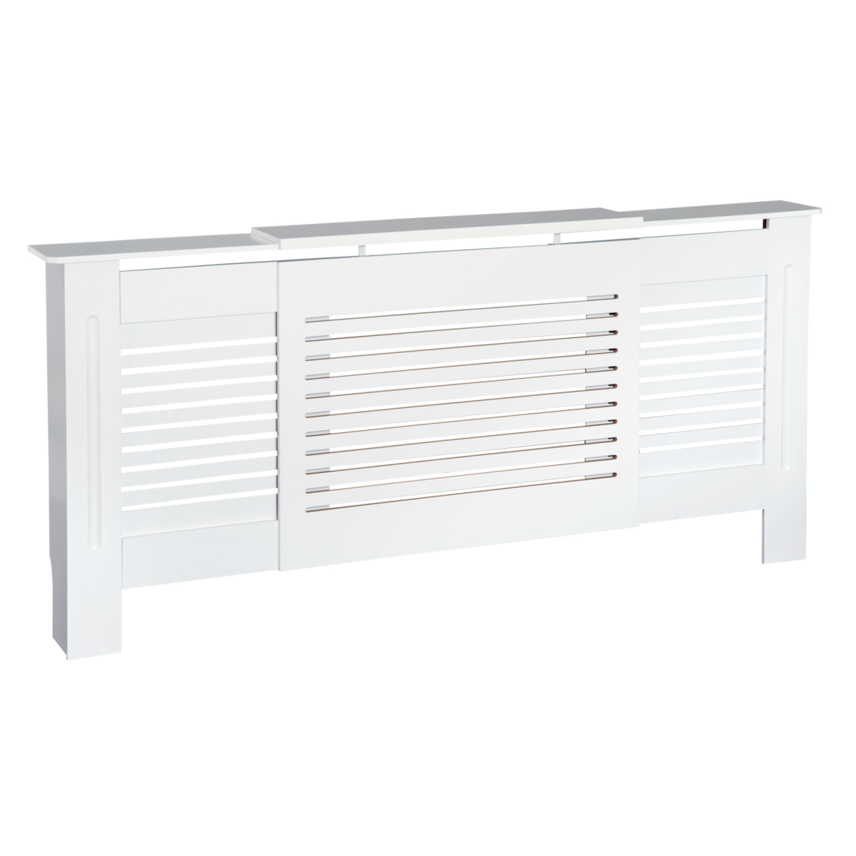 HOMCOM Extendable White Painted MDF Radiator Cover with Slatted Vent Design and Top Shelf