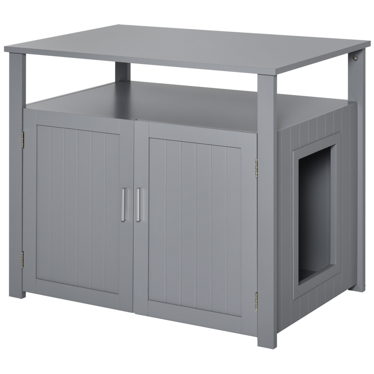 Grey MDF Cat Litter Box Enclosure Furniture with Shelves
