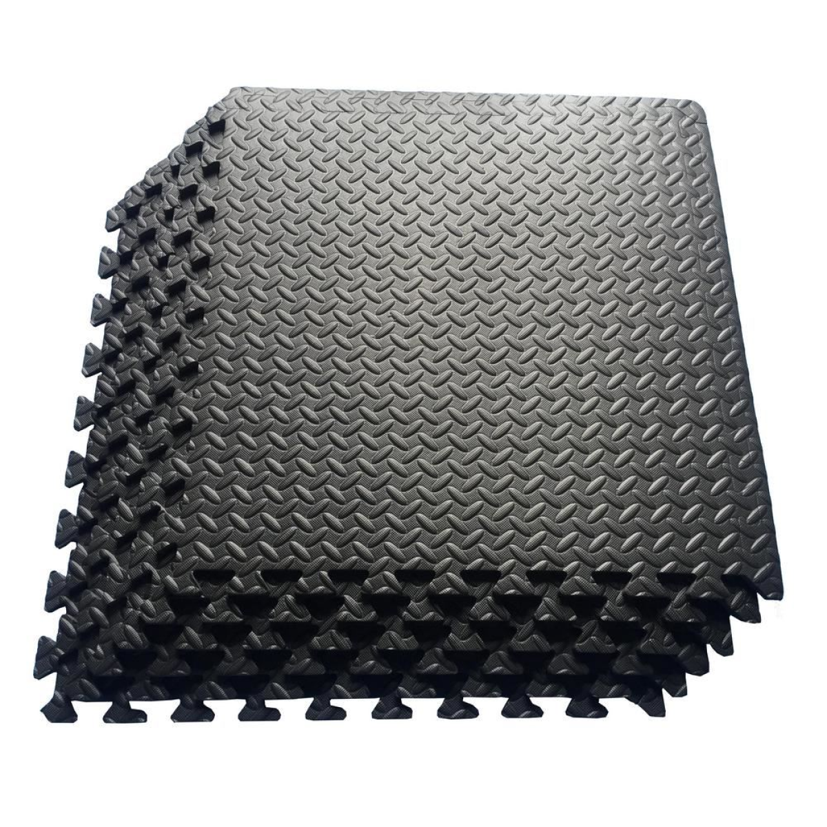 1 Pack Leaf Pattern EVA Rubber Foam Floor Mat 60x60 Black