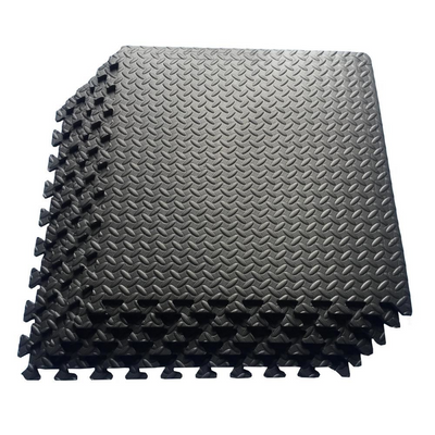 1 Pack Leaf Pattern EVA Rubber Foam Floor Mat 60x60 Black