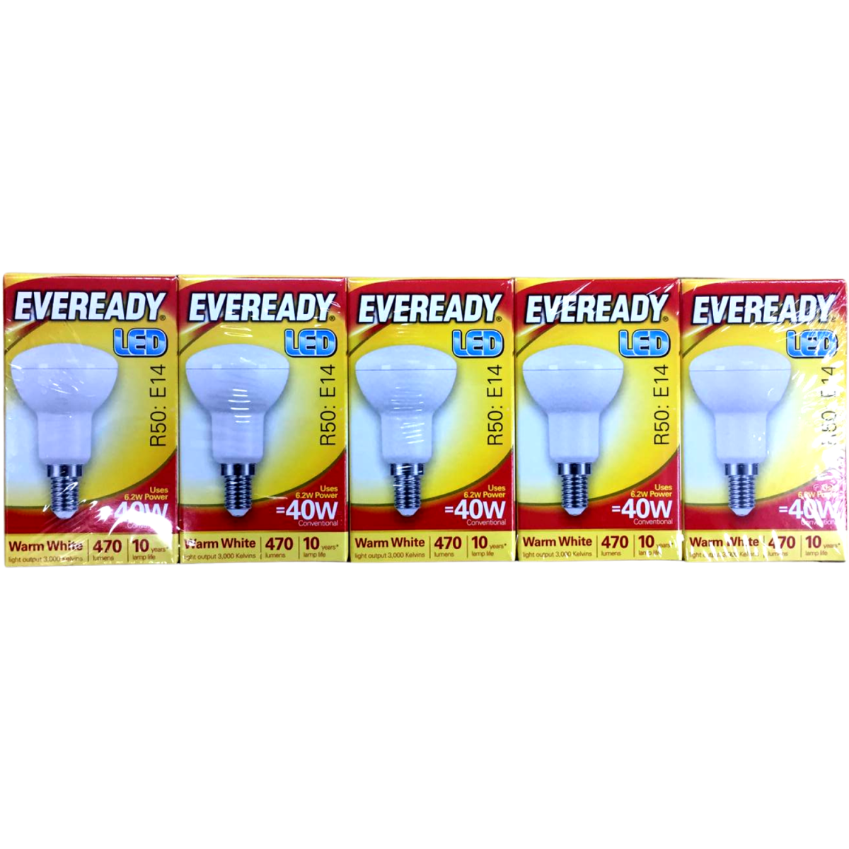 Eveready LED R50 Bulbs 470lm E14 Warm White Pack of 5