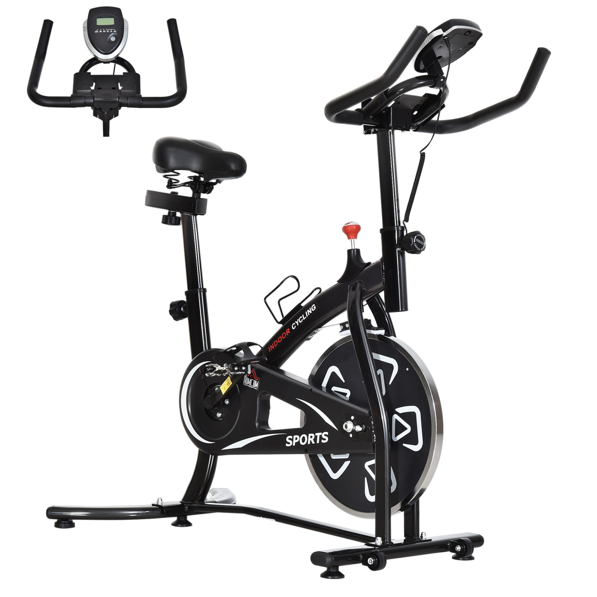 HOMCOM Belt-Driven Indoor Cycling Exercise Bike with LCD Monitor