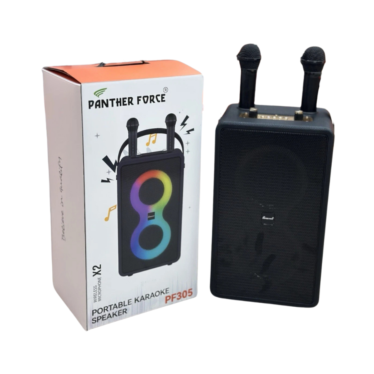 Panther Force PF305 Bluetooth Speaker with 2 Wireless Microphones and RGB Light