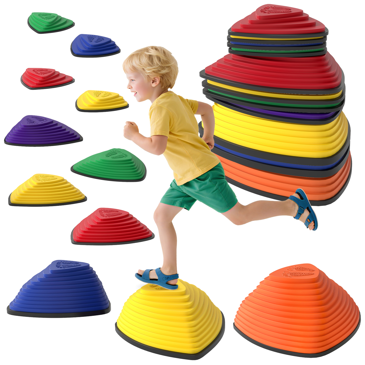 AIYAPLAY 11-Piece Non-Slip Stepping Stones for Kids Balance Training