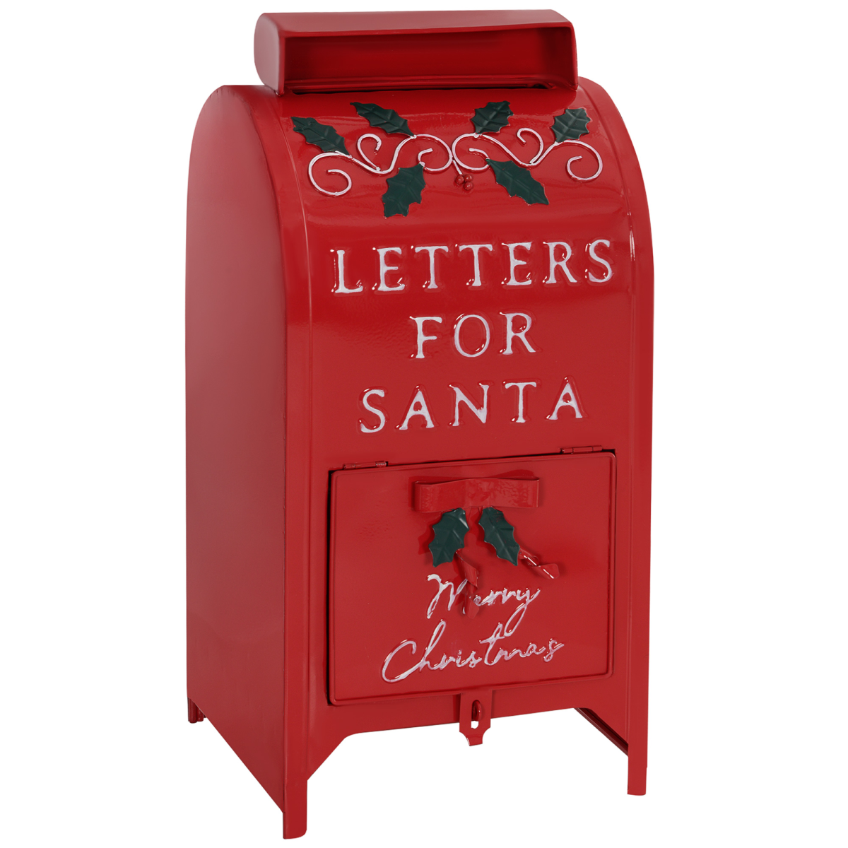 HOMCOM Red Steel Christmas Post Box, Freestanding or Wall Mounted