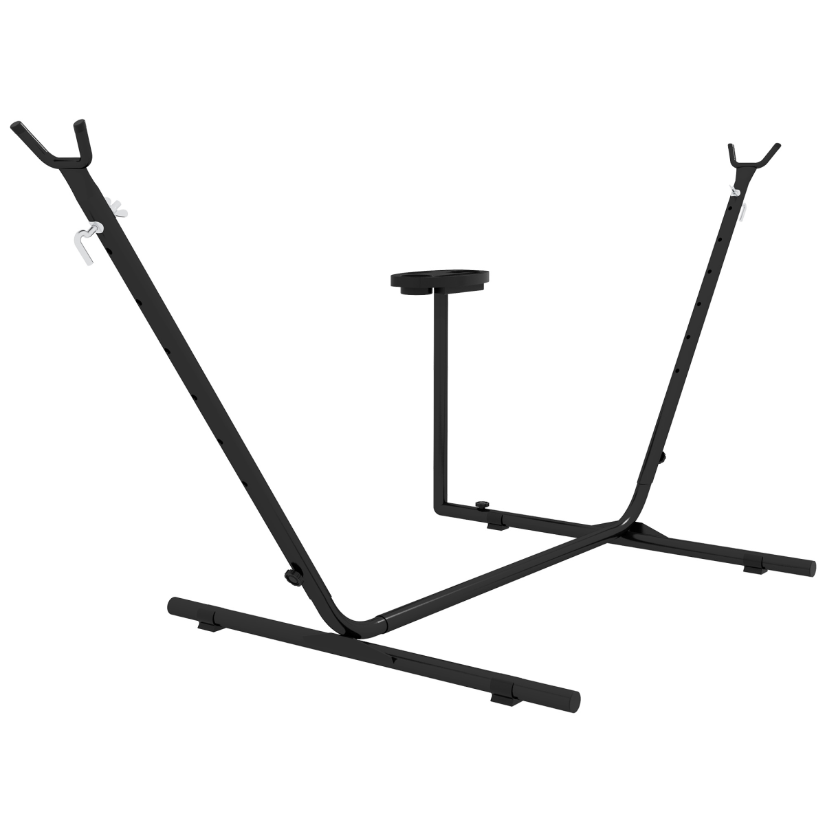 Outsunny Powder-Coated Steel Hammock Stand with Side Tray, Fits Hammocks up to 280 cm, Black