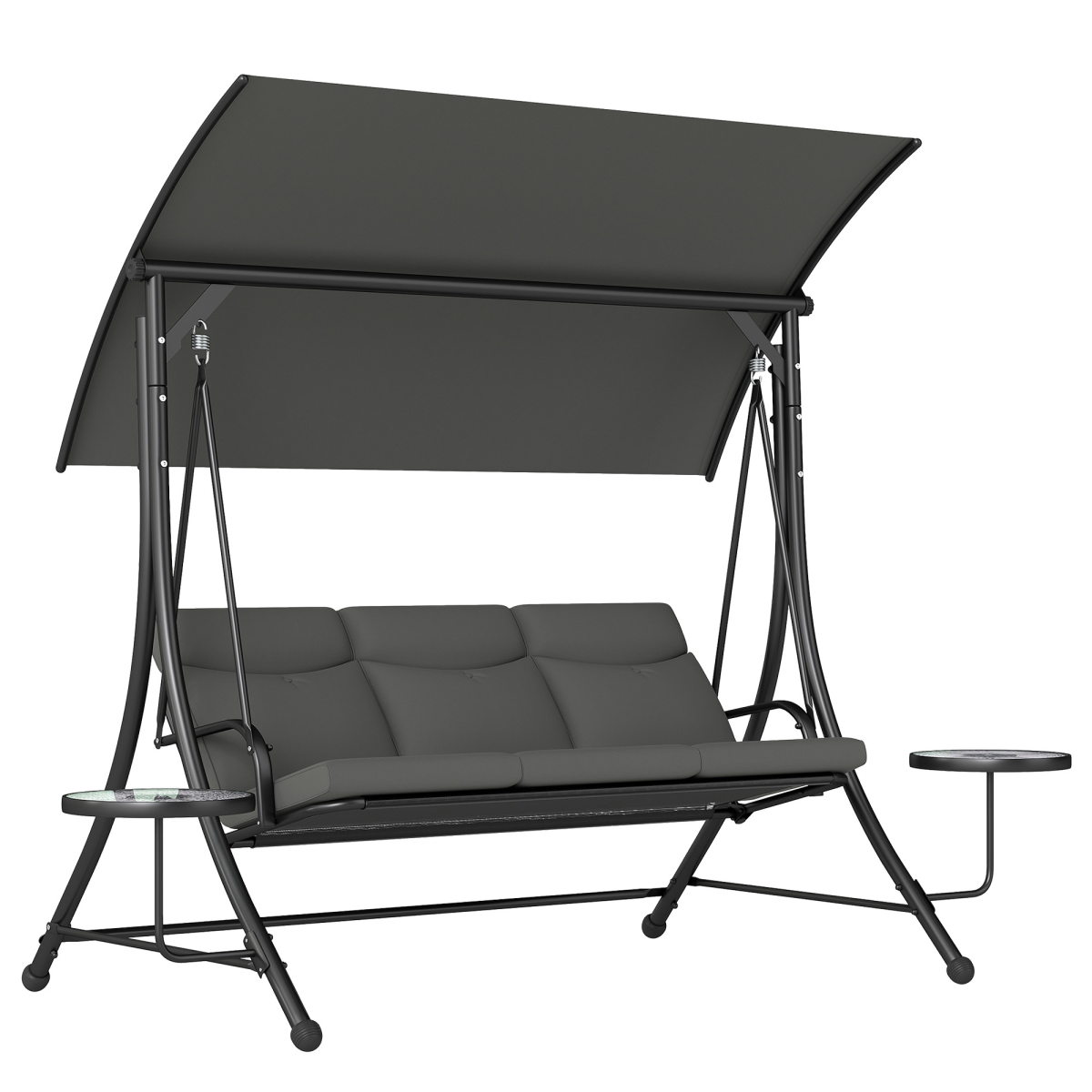 Outsunny 3-Seater Steel Garden Swing Chair with Adjustable Canopy