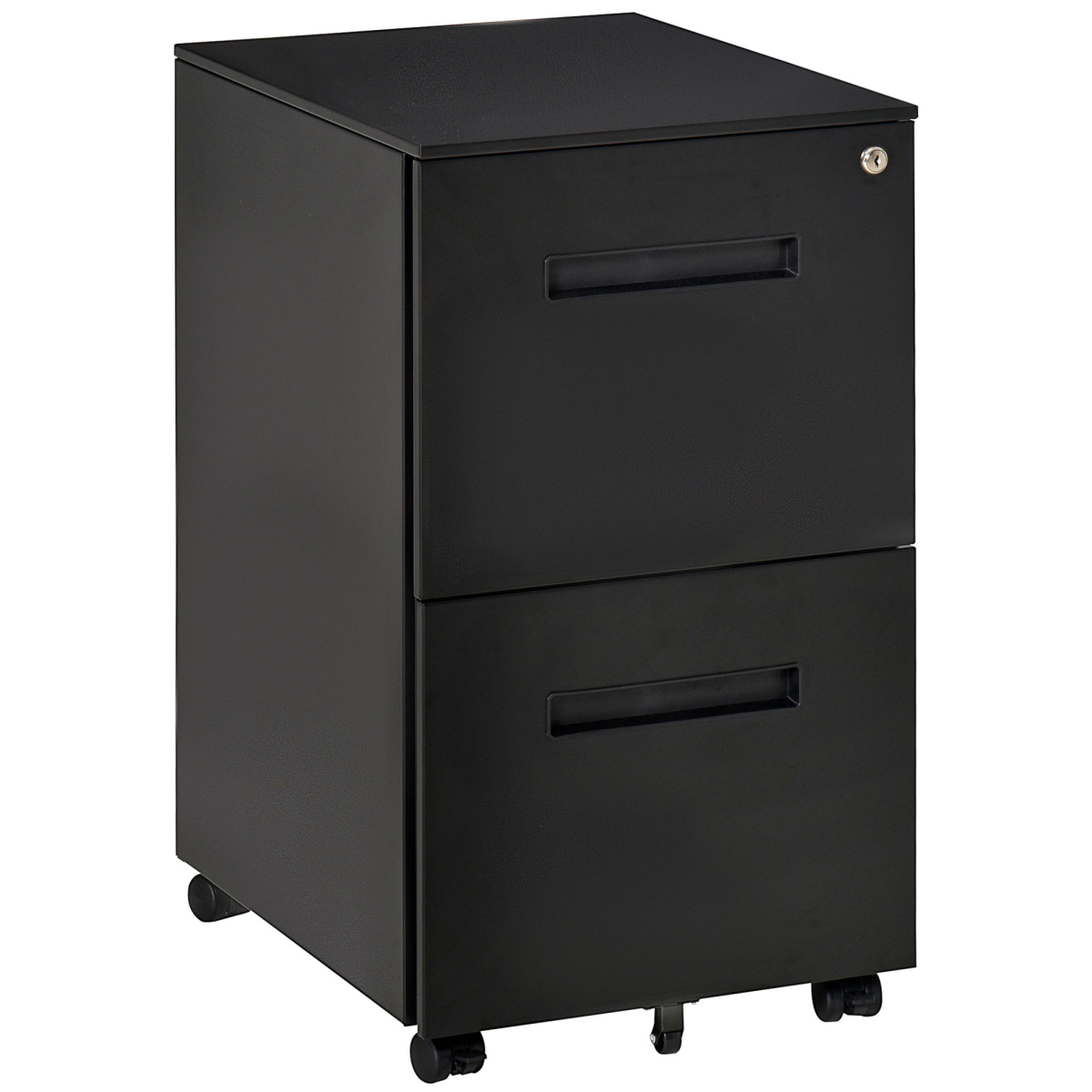 Mobile Lockable File Cabinet with Hanging File Storage for A4, Letter, and Legal Files, Black