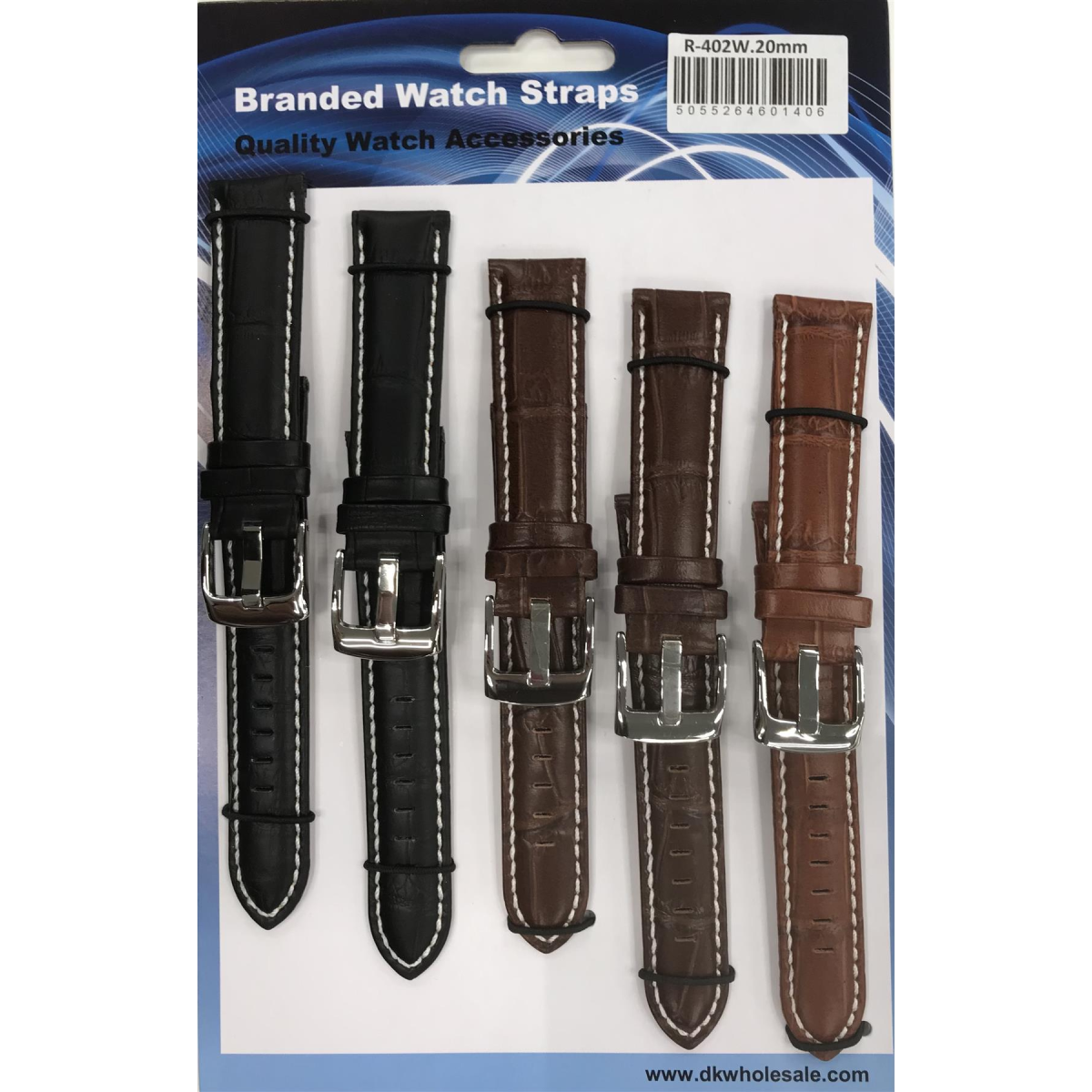 R-402W Quality Leather Padded watch straps with Stitching 18MM