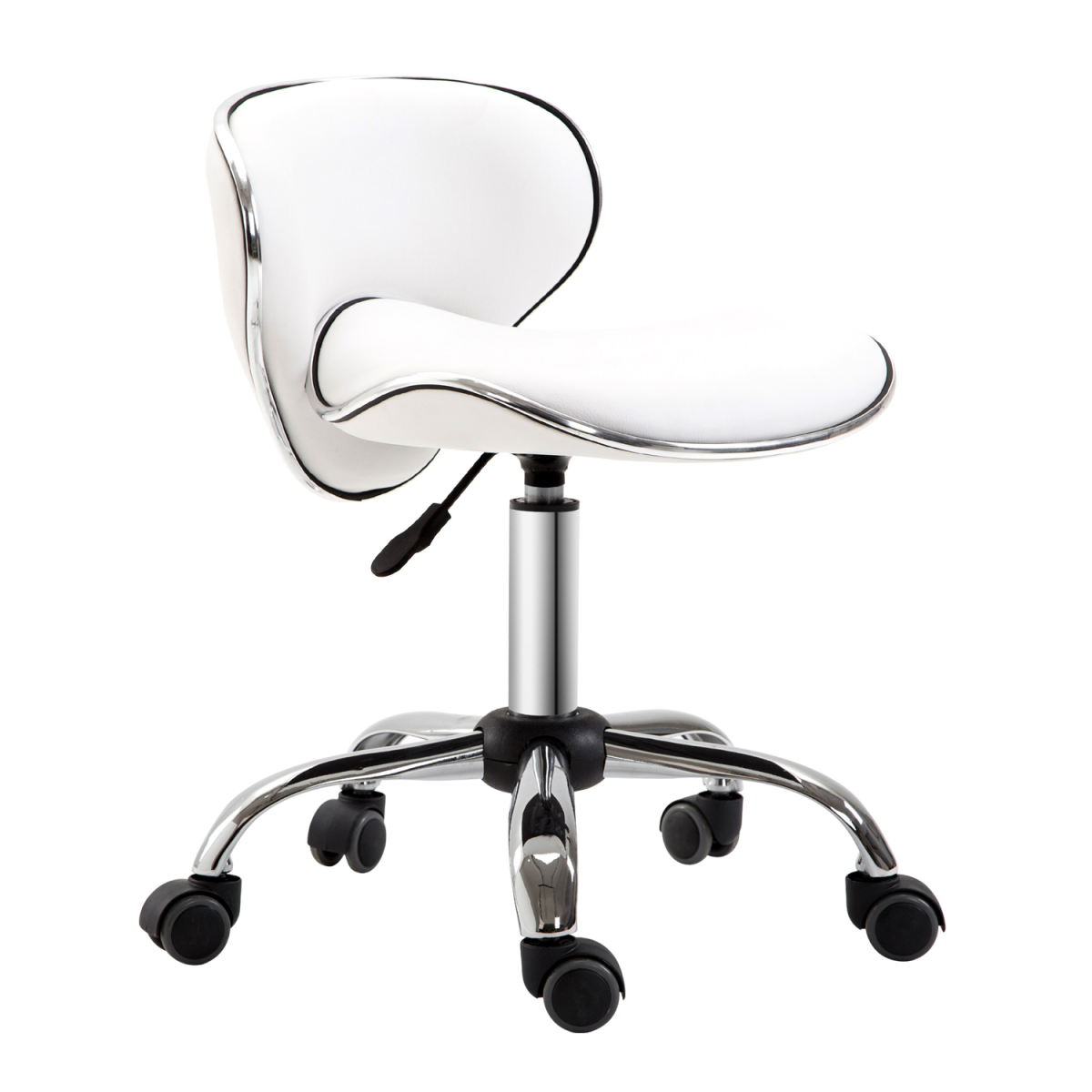 Adjustable Rolling Beauty Salon Technician Stool Chair with Low Back, White HOMCOM