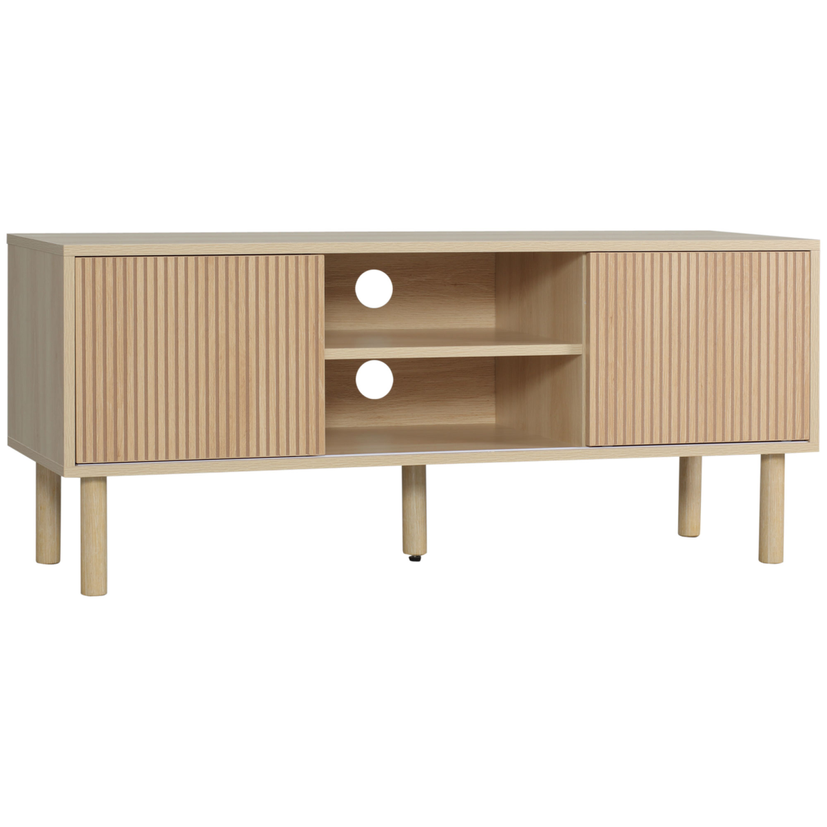 HOMCOM Natural TV Stand Cabinet for TVs Up to 50" with Sliding Doors