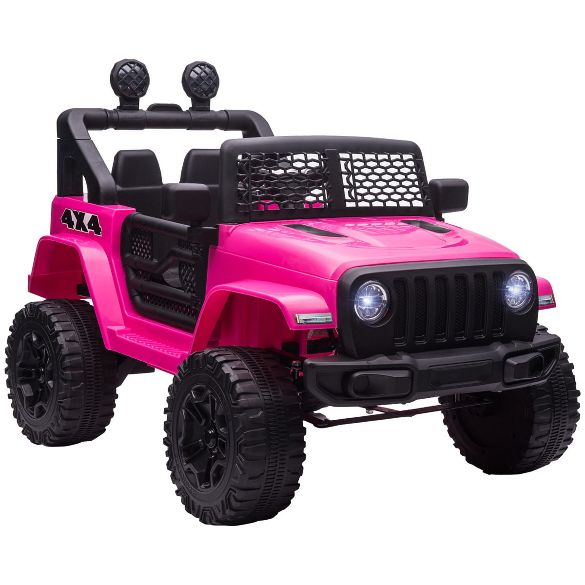 12V Kids Electric Off-Road Ride On Truck with Remote Control, LED Lights, Seat Belt, Suspension, HOMCOM