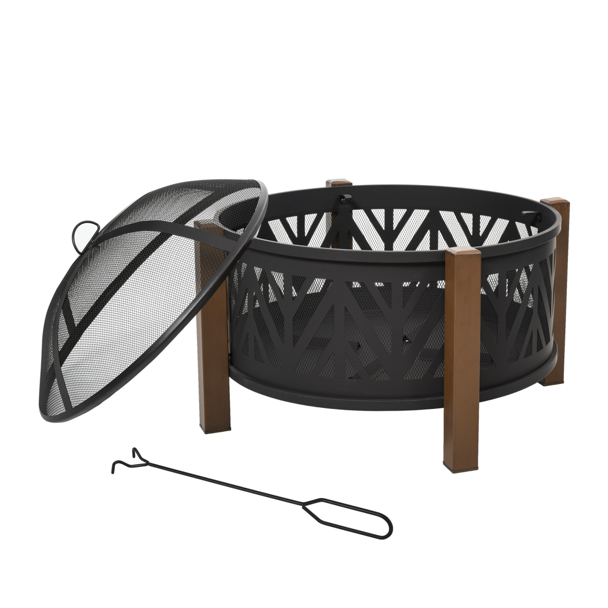 HOMCOM 2-in-1 Outdoor Fire Pit Bowl with BBQ Grill Grate, 30" Spark Screen Cover