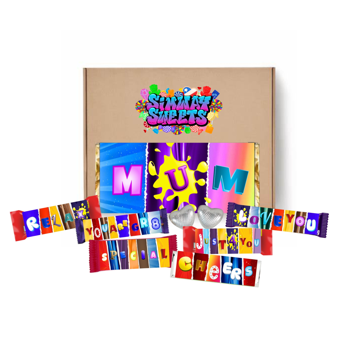Mother’s Day Gift Box with Novelty Sweary Chocolate Bar Wrappers & Sweets