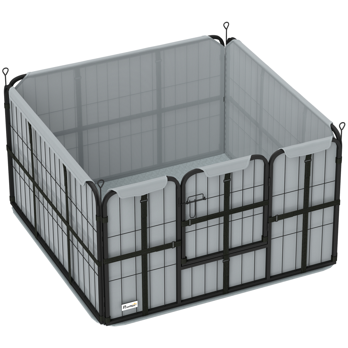 PawHut Dog Whelping Box with Washable Pee Pad, Steel, Black