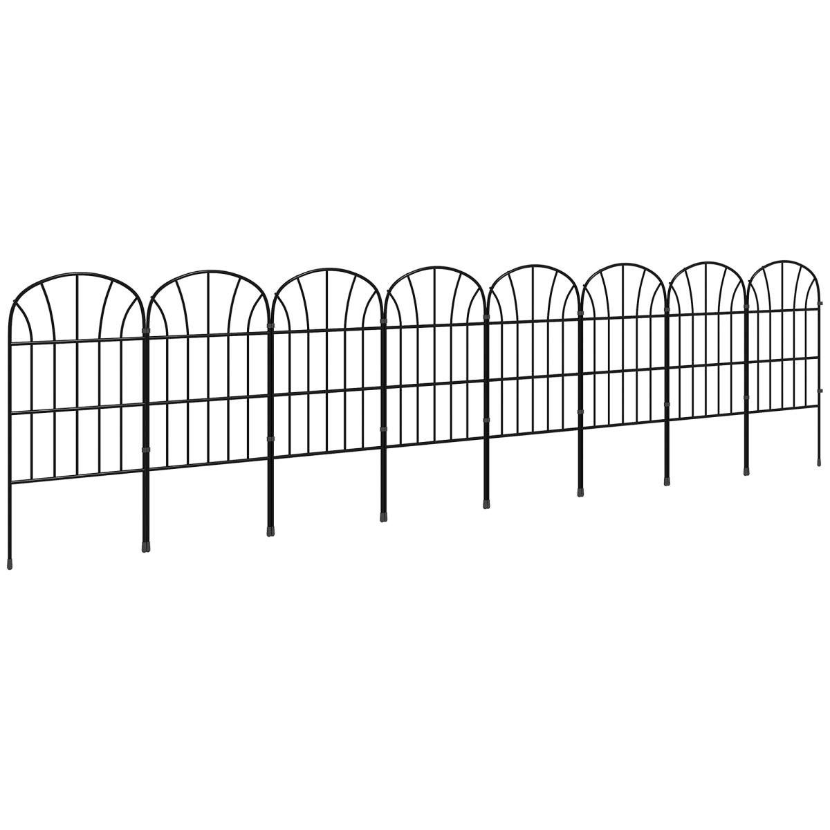 Outsunny 8-Piece Decorative Metal Garden Fence Border Edging, 24in x 8.7ft, Black