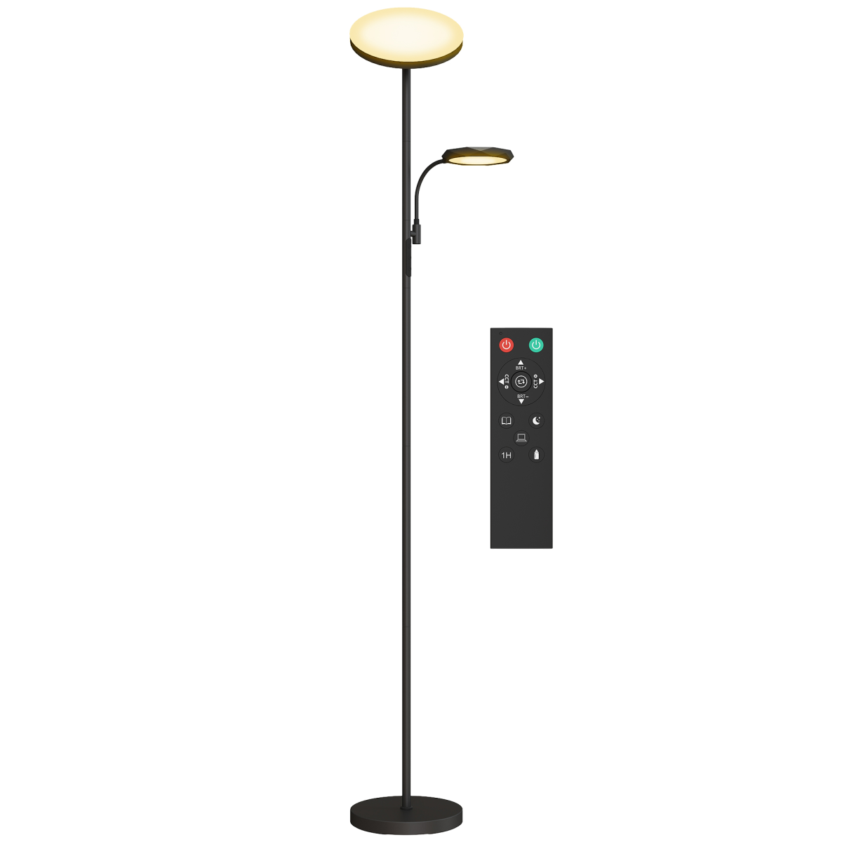 HOMCOM Dimmable Floor Lamp with 4 Modes, Remote & Touch, Black