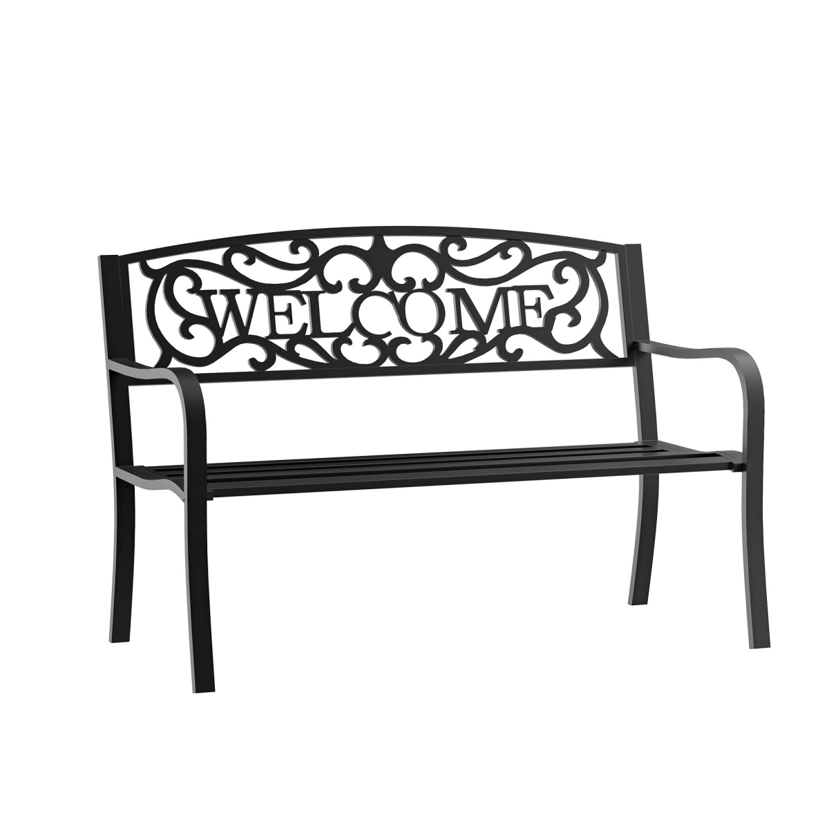 Outsunny 2-Seater Steel Garden Bench, Black