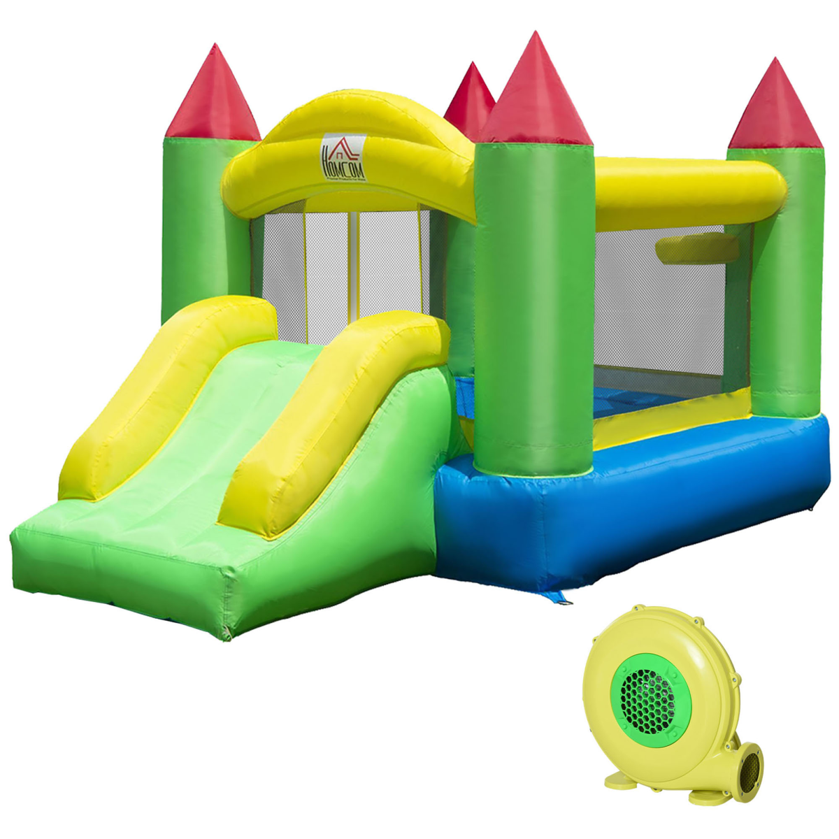 Kids Inflatable Bouncy Castle with Slide, Jumping Castle with Mesh Netting