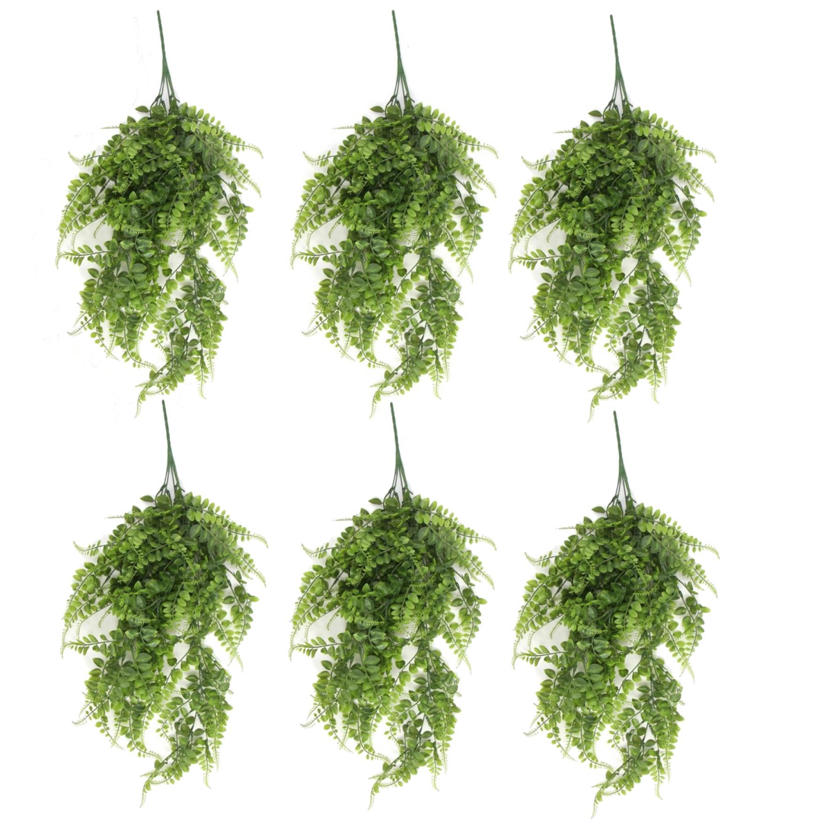 Pack of 6 Hanging Artificial Green Pothos Plants 85cm UV and Fire Resistant