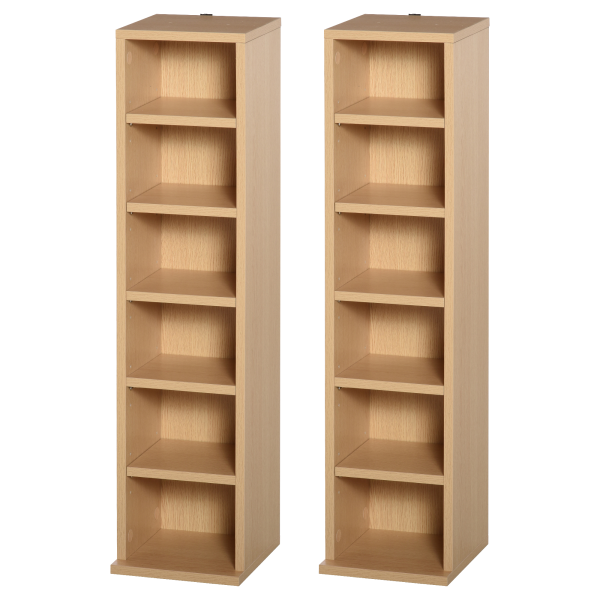 Set of 2 Adjustable CD Media Display Tower Racks, Wood Color