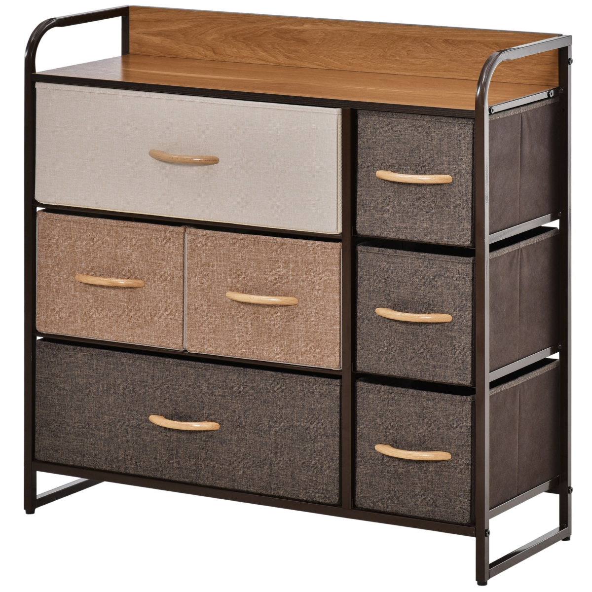 HOMCOM 7-Drawer Fabric Chest of Drawers with MDF Top Shelf