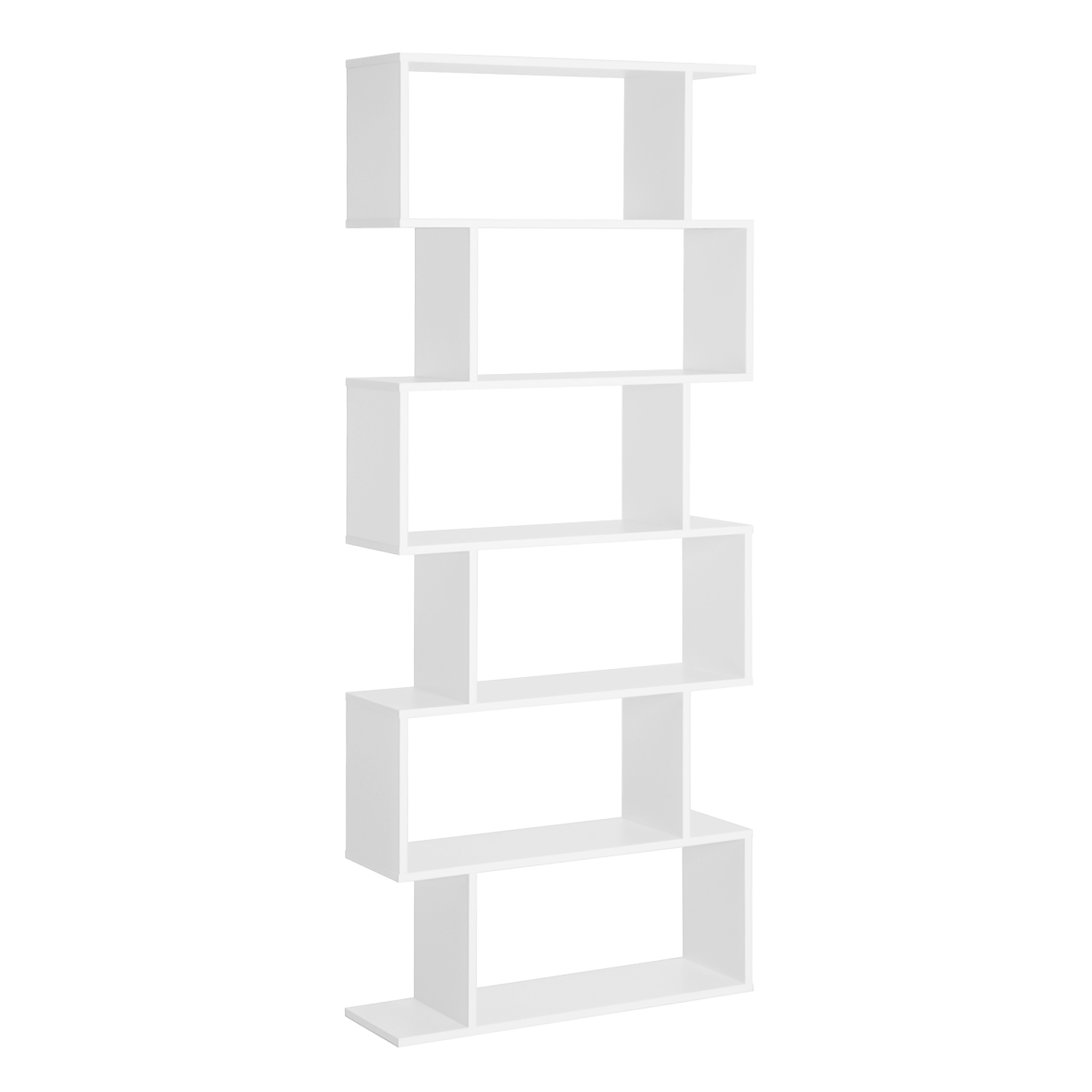 HOMCOM White 6-Tier Asymmetrical S-Shaped Particle Board Shelving Unit