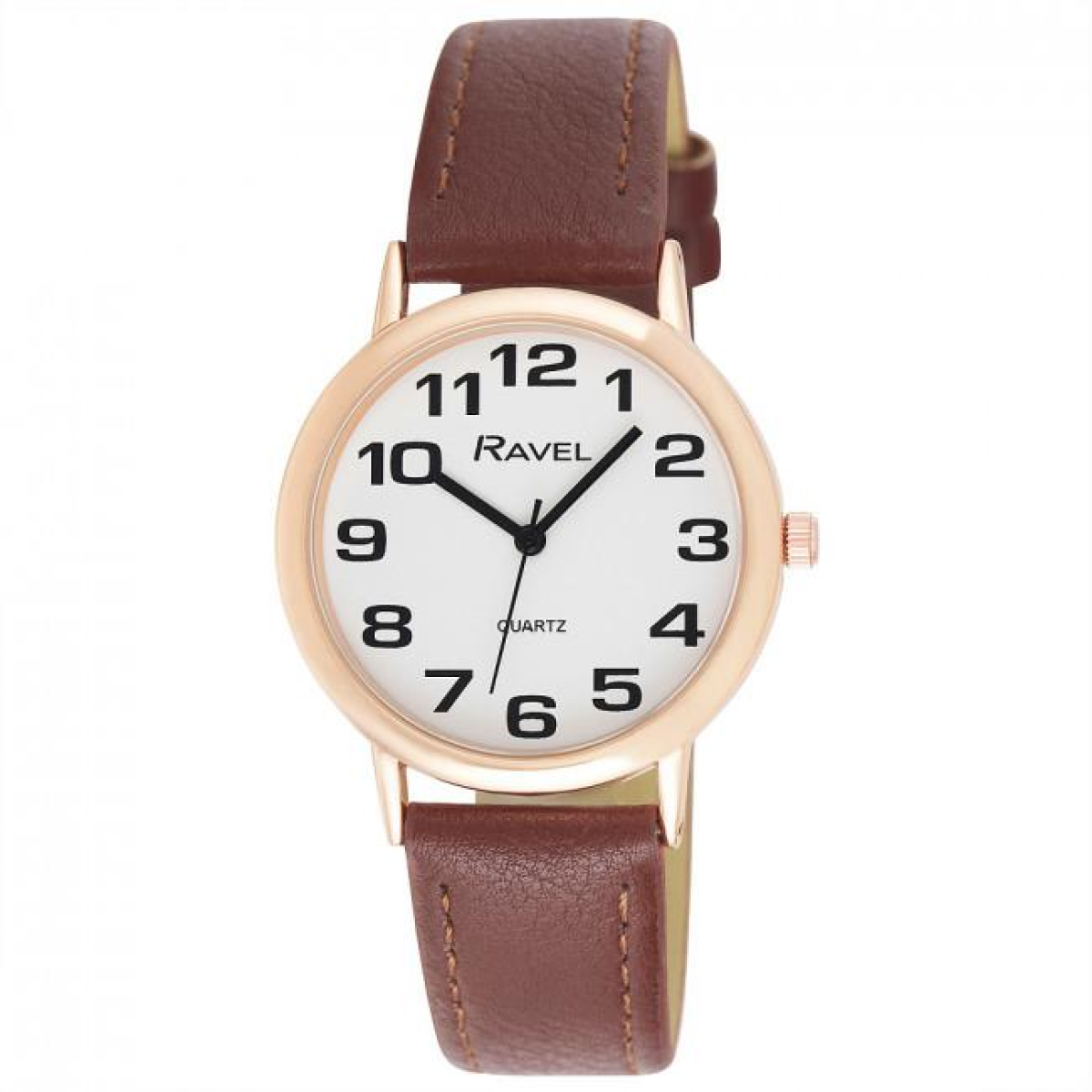 Ravel Mens White Dial Brown Leather Strap Watch