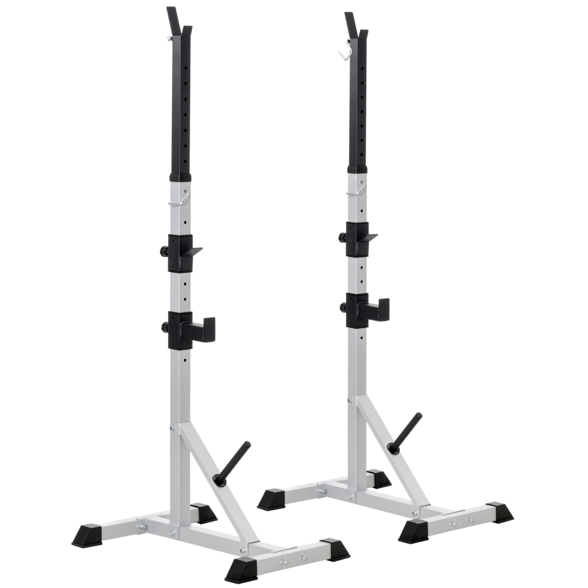 Adjustable Pair of Barbell Squat Racks with 3 Barbell Holders, Steel Frame, 200kg Max Load