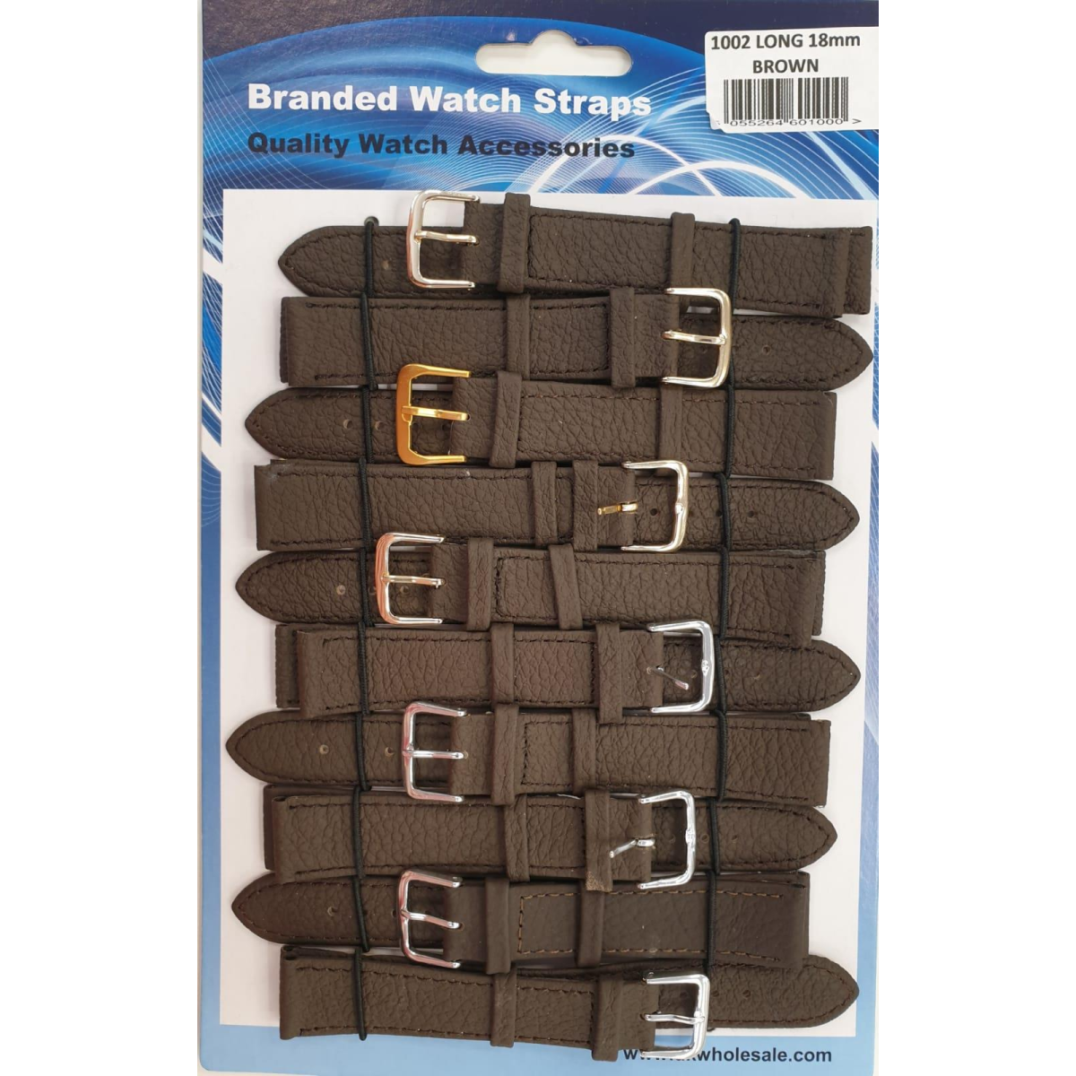 Brown Leather Extra Long Watch Straps, Pack of 10, 16mm