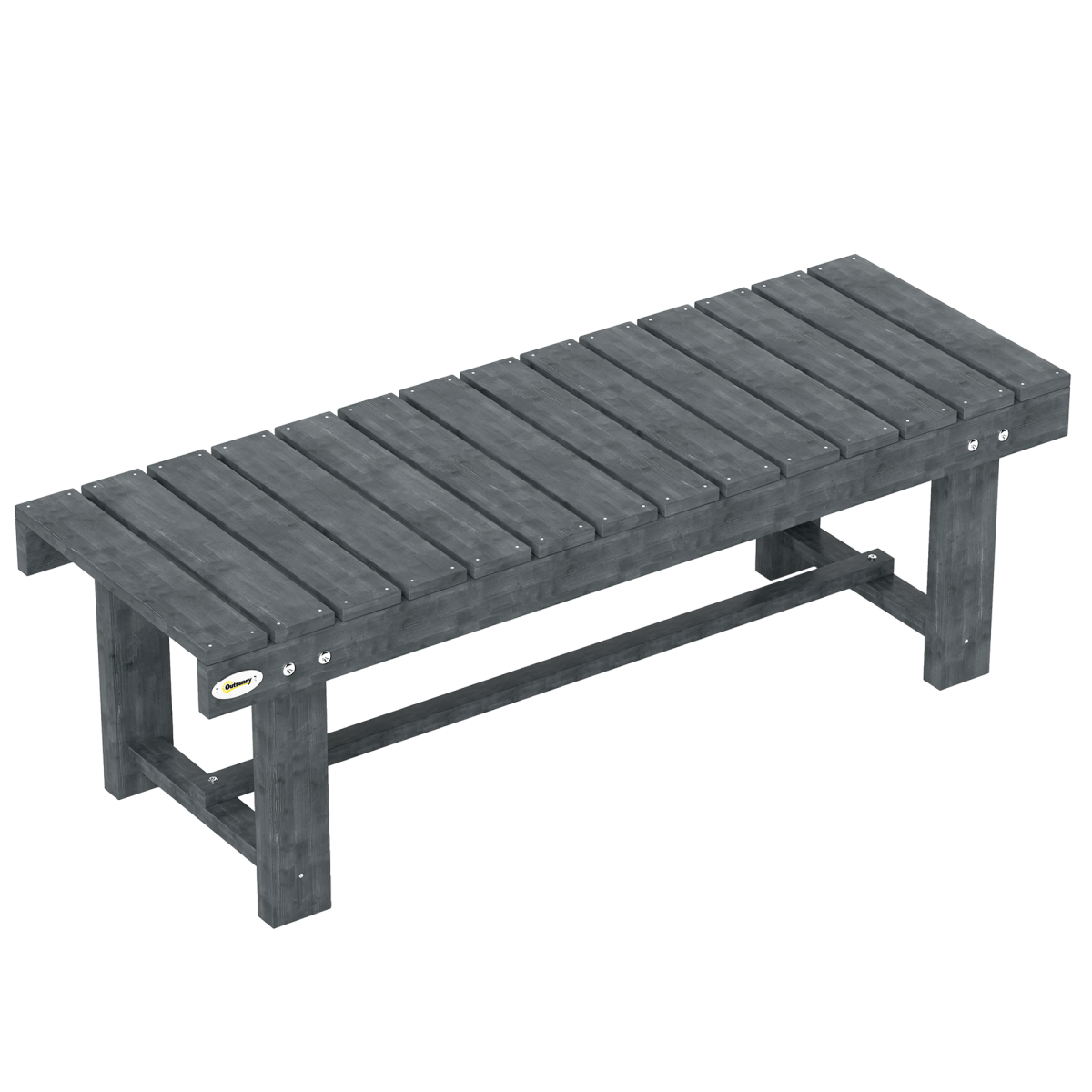 Outsunny 1.1m Grey Fir Wood 2-Seater Outdoor Garden Bench