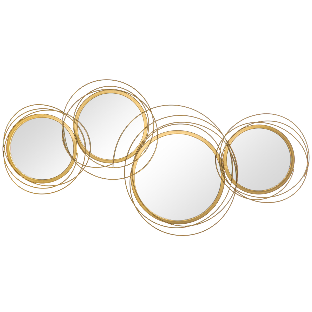 Gold Round Metal Wall Mirror, 42.25-Inch