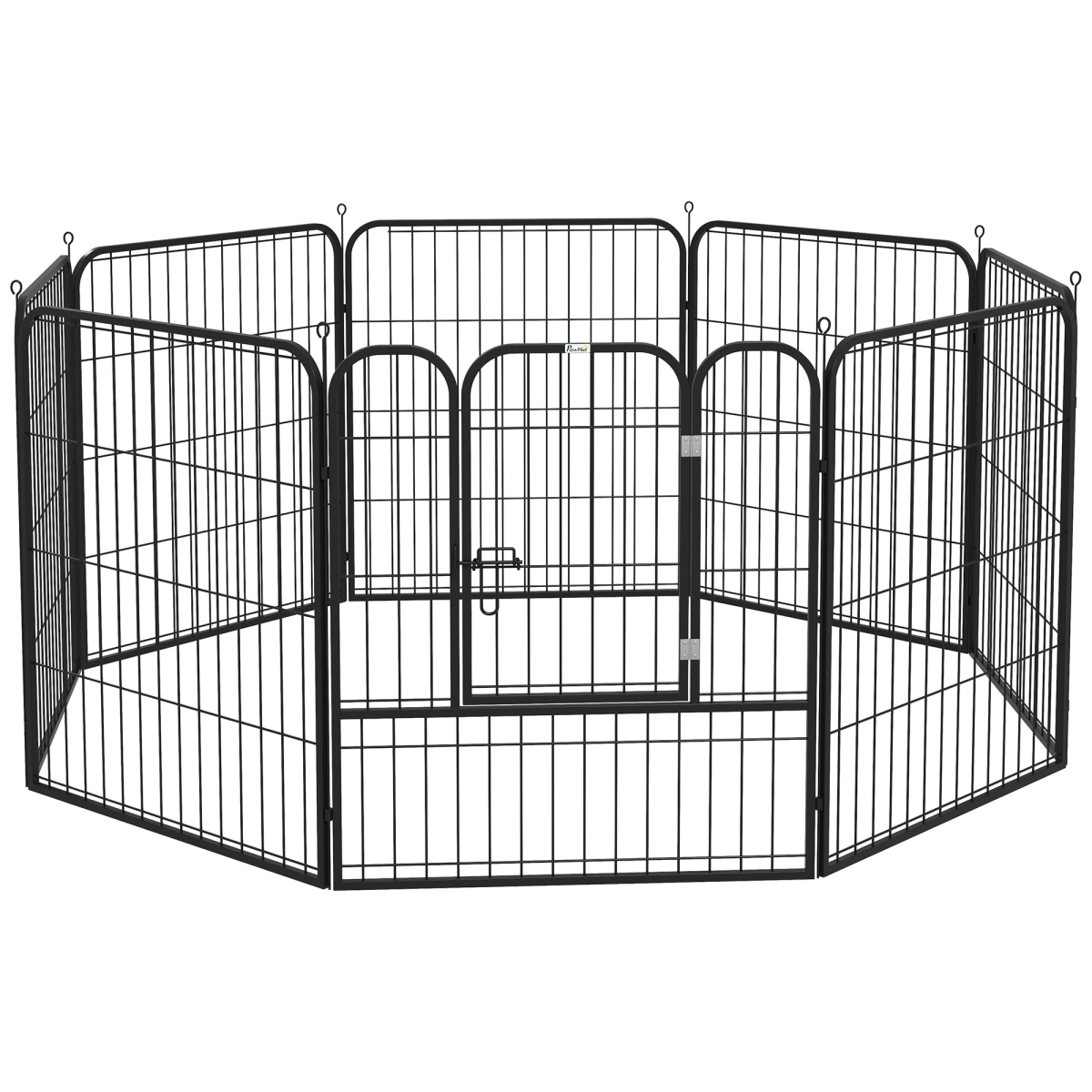 PawHut Foldable Steel Pet Playpen with 8 Panels, Hinged Door and Double Latch