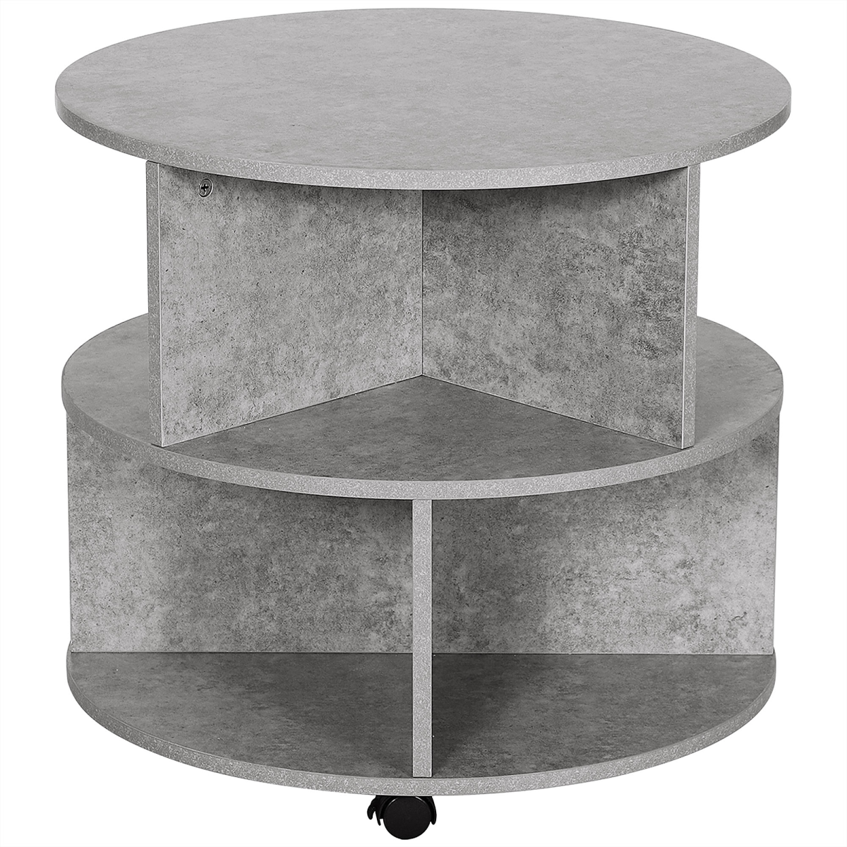 HOMCOM Round 2-Tier Coffee Table with 8 Compartments, 60 x 39.5 cm, Cement Colour