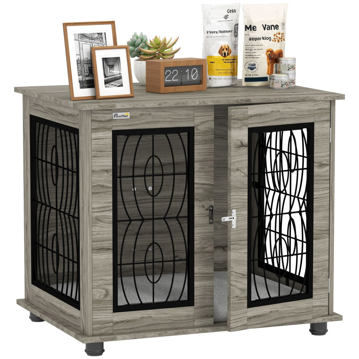 PawHut Dog Crate Furniture End Table for Medium Dogs with Cushion