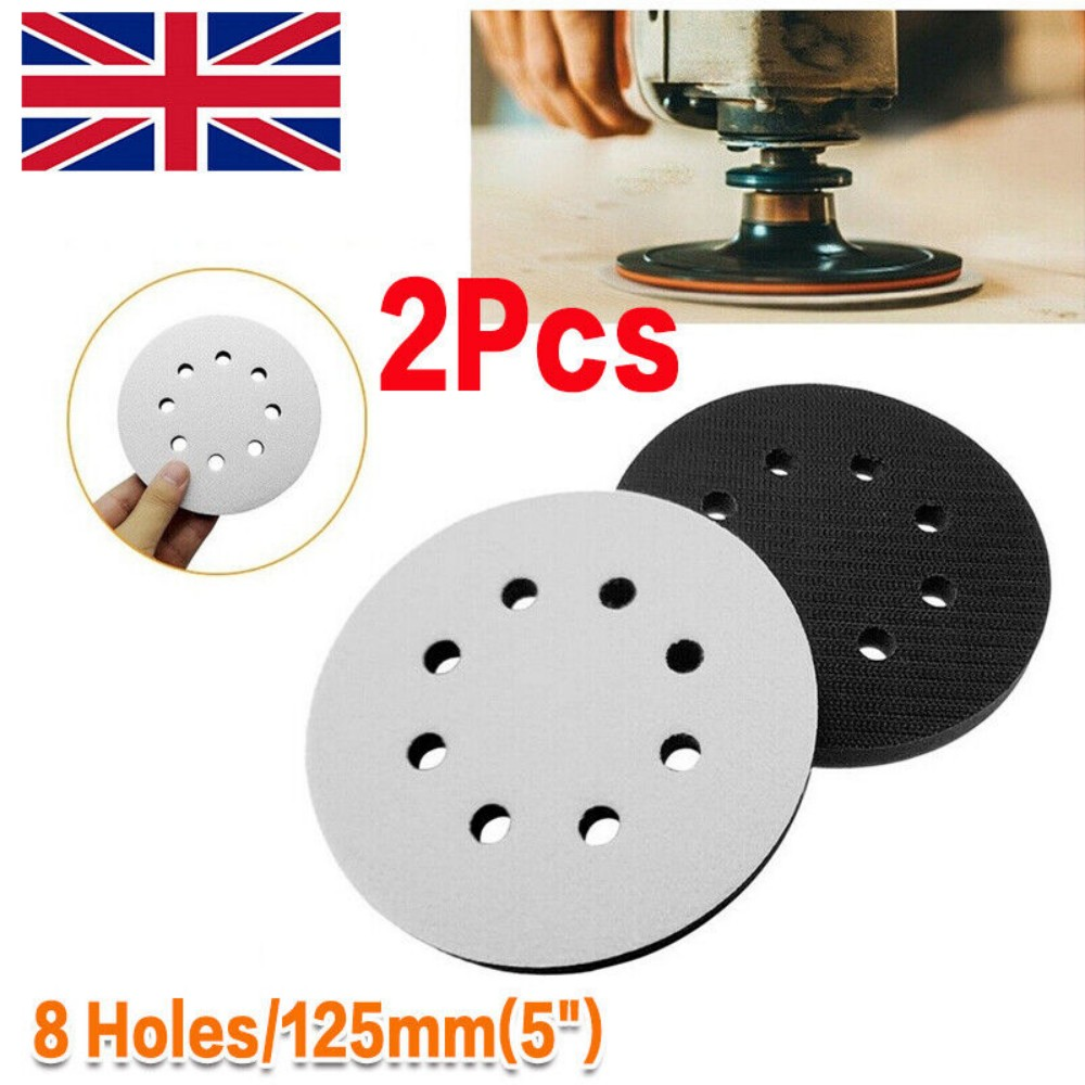 2Pcs 125mm 5 Inch 8-Hole Soft Sponge Interface Pad for Sanding Discs and Backing Pads