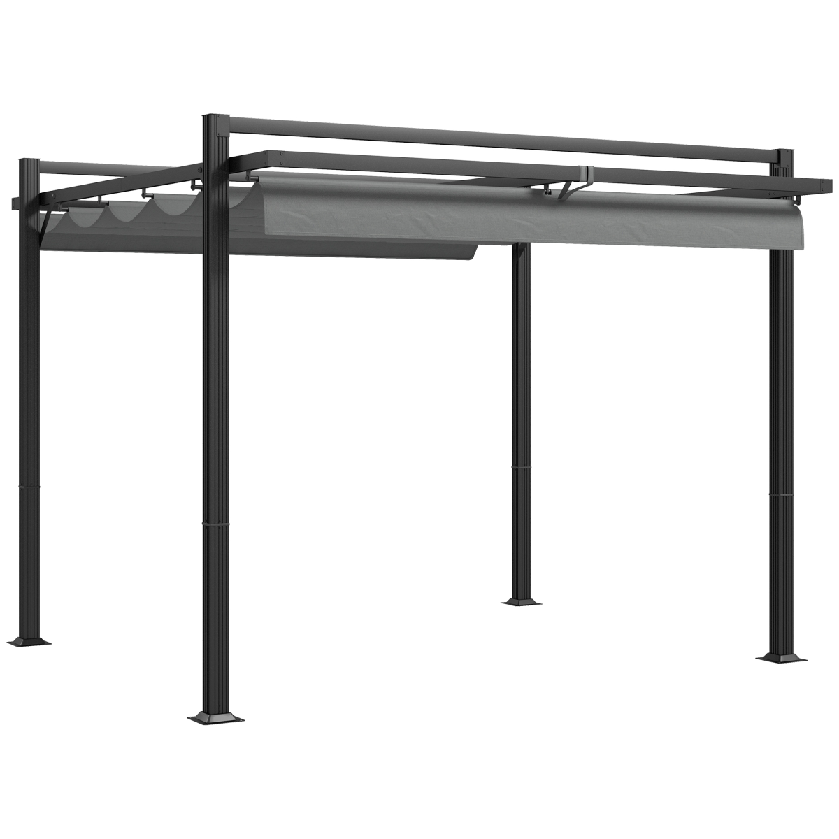 Outsunny 3 x 3(m) Pergola with Retractable Roof and Aluminium Frame, Grey