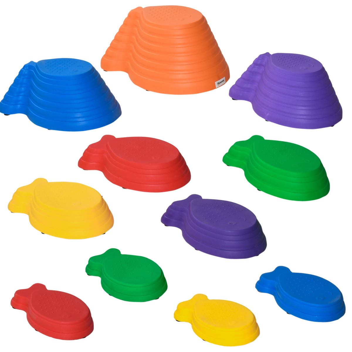 11-Piece Fish-Shaped Balance Stepping Stones for Kids, Multicoloured