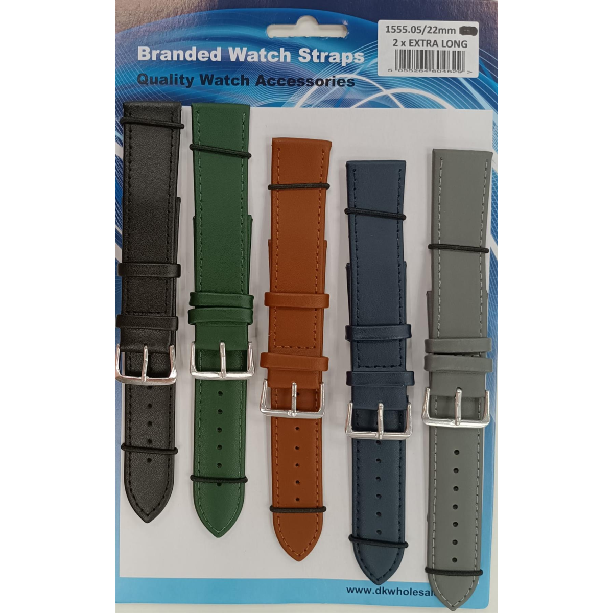 22MM 2X Extra Long Mix Colour Leather Watch Straps Pack of 5