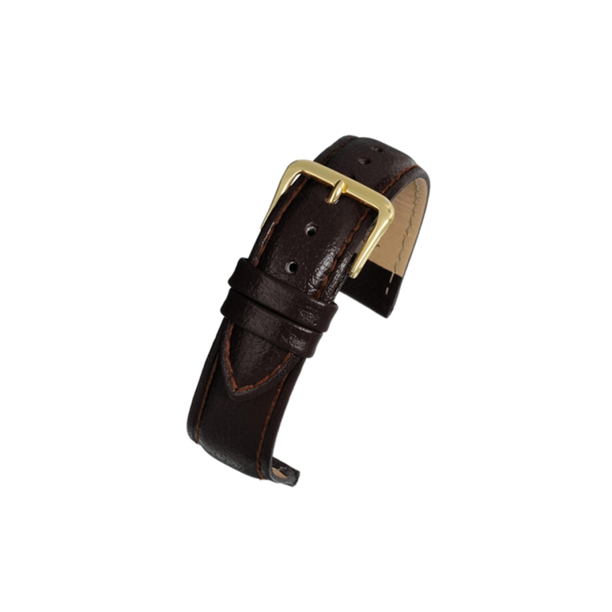 Dark Brown Padded Buffalo Grain Leather Watch Strap 26mm