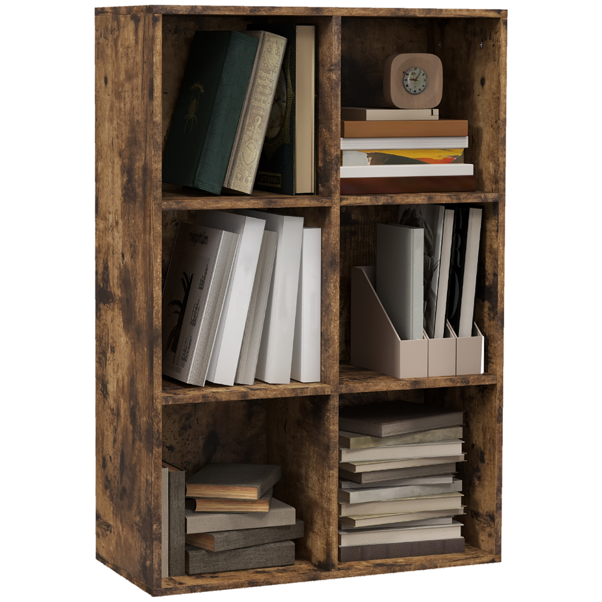 6-Cube Open Bookcase Storage Display Cabinet for Home Office, Study, Bedroom, Family Room