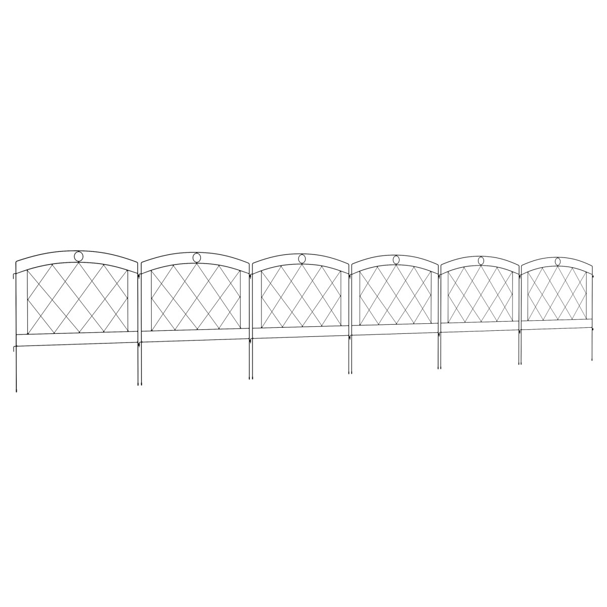 Outsunny 6-Piece Decorative Metal Garden Fence Border Edging, Black, 366L x 61H cm