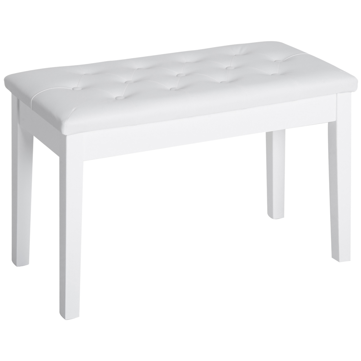 HOMCOM Tufted Piano Bench with Storage, Faux Leather, White