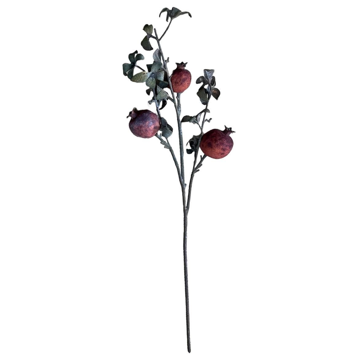 Leaf Pack of 6 75cm Artificial Pomegranate Stems with Realistic Foliage and Fruits