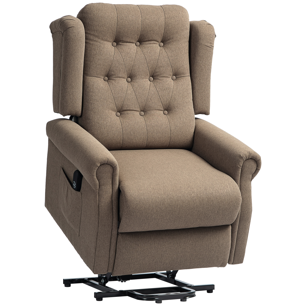 HOMCOM Power Lift Recliner Armchair, Wingback, Button Tufted, Dark Brown