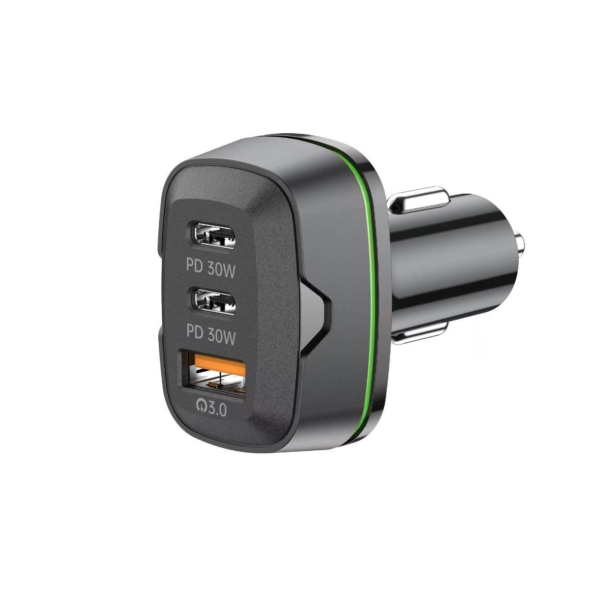 WYEFLUX In-Car Multi-Port Charger, 2 USB-C and 1 USB-A Ports